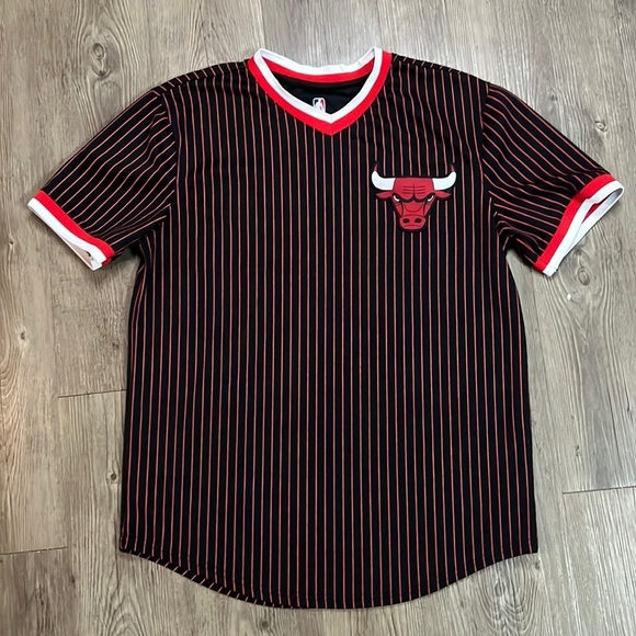 NBA Other - VINTAGE NBA Chicago Bulls Red / Black Pinstripe Jersey Shirt #66 Size Small